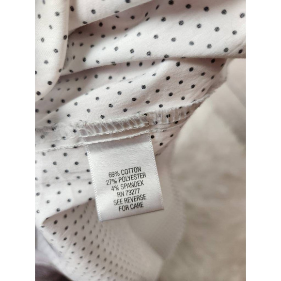 Apt 9 Essentials Womens Button Down Shirt Off White Black Dots Long Sleeve 16 - Picture 6 of 6